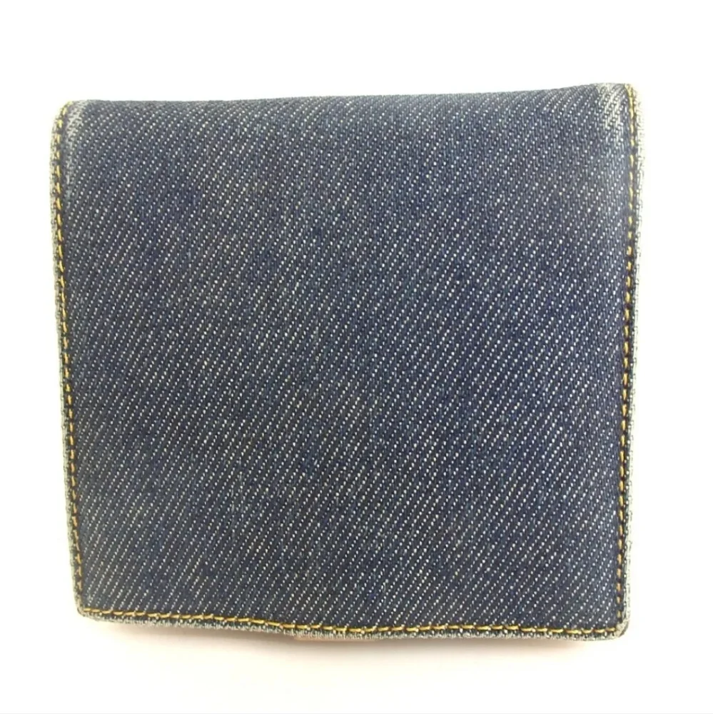 RARE CHRISTIAN DIOR RU 1929 WALLET BLUE DENIUM COTTON & CAMEL LEATHER
